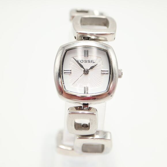 Fossil Womens Silver Tone Square Link Deco 22mm Watch 5.75" Bracelet ES-1869 - Picture 5 of 15